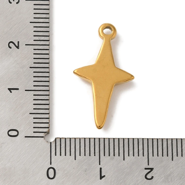 ZSS386 Zawieszka do biżuterii koniczyna gwiazdka 13x23mm stal nierdzewna IP złota
