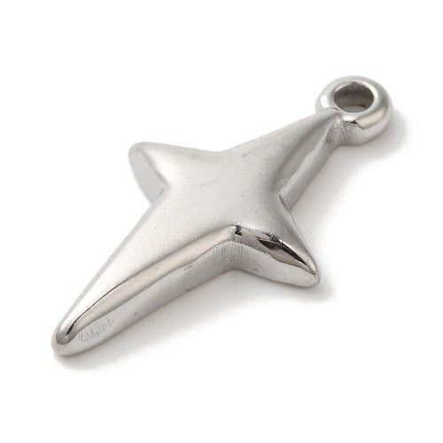 ZSS387 Zawieszka do biżuterii koniczyna gwiazdka 13x23mm stal nierdzewna platynowa