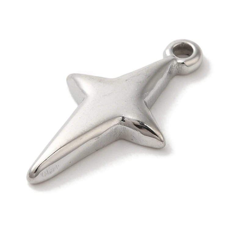 ZSS387 Zawieszka do biżuterii koniczyna gwiazdka 13x23mm stal nierdzewna platynowa