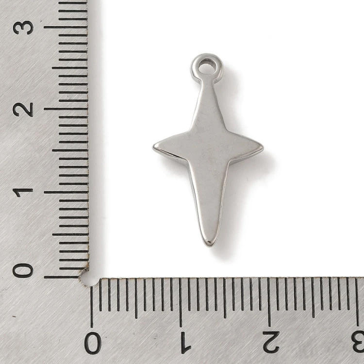 ZSS387 Zawieszka do biżuterii koniczyna gwiazdka 13x23mm stal nierdzewna platynowa