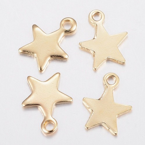ZSS388 Zawieszka do biżuterii gwiazdka 8,5x10mm stal nierdzewna złota 2szt