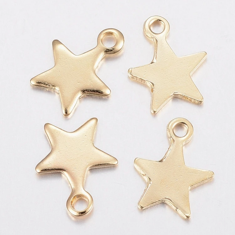 ZSS388 Zawieszka do biżuterii gwiazdka 8,5x10mm stal nierdzewna złota 2szt