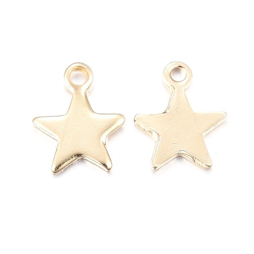 ZSS388 Zawieszka do biżuterii gwiazdka 8,5x10mm stal nierdzewna złota 2szt