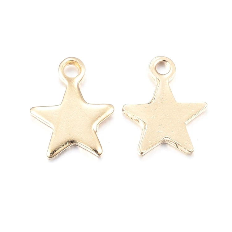 ZSS388 Zawieszka do biżuterii gwiazdka 8,5x10mm stal nierdzewna złota 2szt