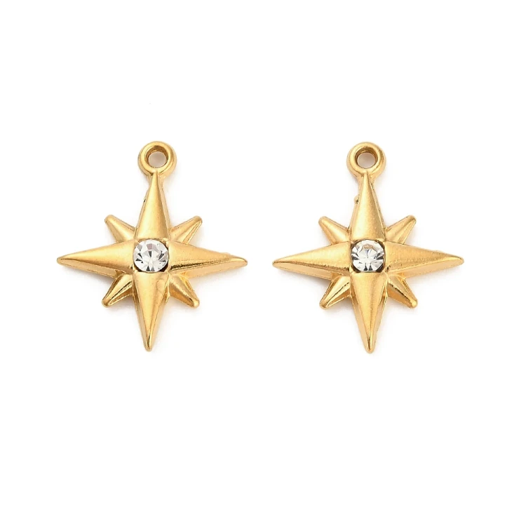 ZSS388 Zawieszka do biżuterii gwiazdka 17x21mm stal nierdzewna IP złota18K