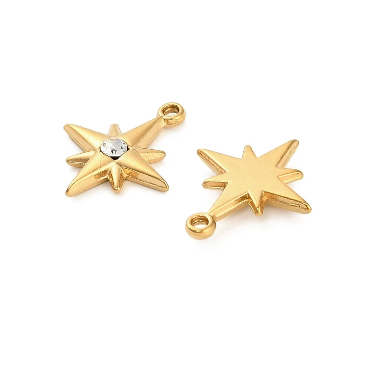 ZSS388 Zawieszka do biżuterii gwiazdka 17x21mm stal nierdzewna IP złota18K