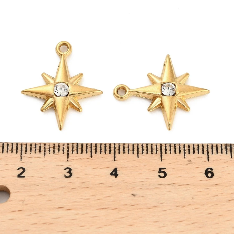 ZSS388 Zawieszka do biżuterii gwiazdka 17x21mm stal nierdzewna IP złota18K