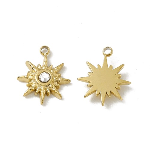 ZSS390 Zawieszka do biżuterii słońce 10x12mm stal nierdzewna PVD złota 18K