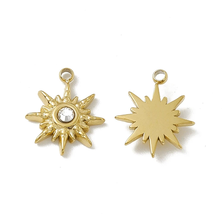 ZSS390 Zawieszka do biżuterii słońce 10x12mm stal nierdzewna PVD złota 18K