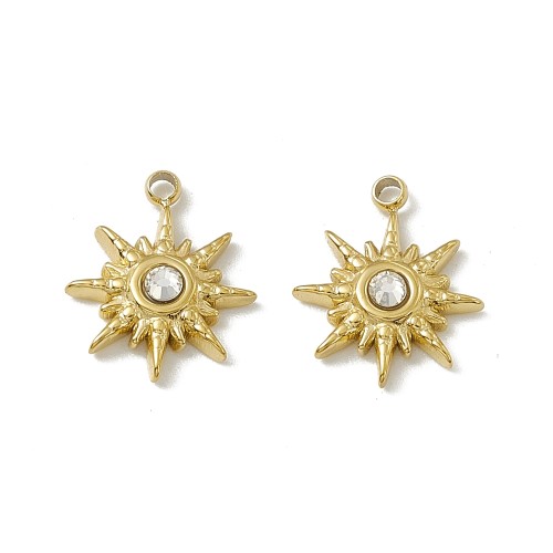 ZSS390 Zawieszka do biżuterii słońce 10x12mm stal nierdzewna PVD złota 18K