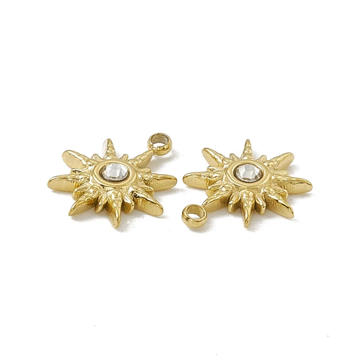ZSS390 Zawieszka do biżuterii słońce 10x12mm stal nierdzewna PVD złota 18K