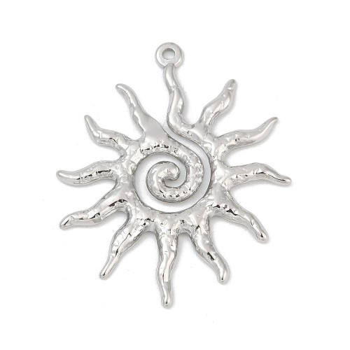 ZSS399 Zawieszka do biżuterii słońce 34x40mm stal nierdzewna IP platynowa