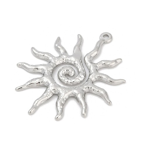 ZSS399 Zawieszka do biżuterii słońce 34x40mm stal nierdzewna IP platynowa