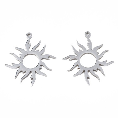 ZSS400 Zawieszka do biżuterii słońce 25x28mm stal nierdzewna platynowa