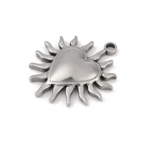 ZSS401 Zawieszka do biżuterii serce 25x27mm stal nierdzewna platynowa