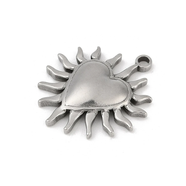 ZSS401 Zawieszka do biżuterii serce 25x27mm stal nierdzewna platynowa