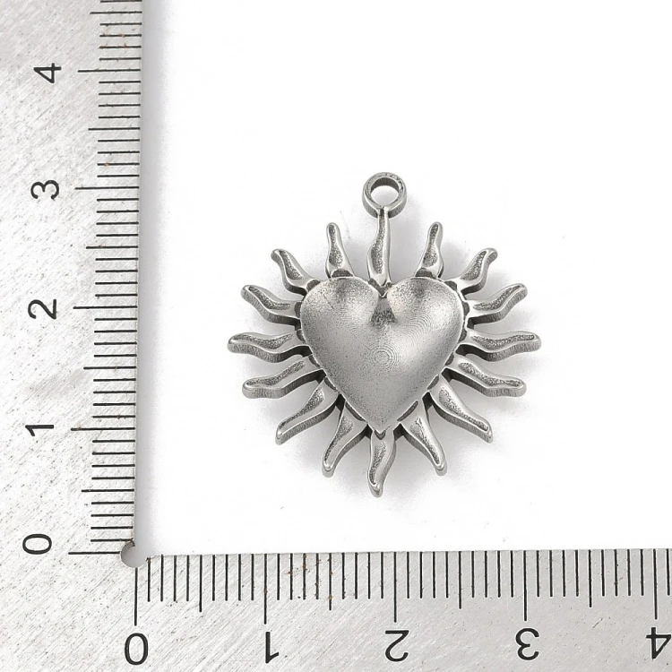 ZSS401 Zawieszka do biżuterii serce 25x27mm stal nierdzewna platynowa