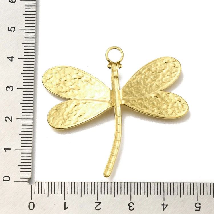 ZSS402 Zawieszka do biżuterii ważka 44x42mm stal nierdzewna IP złota 18K