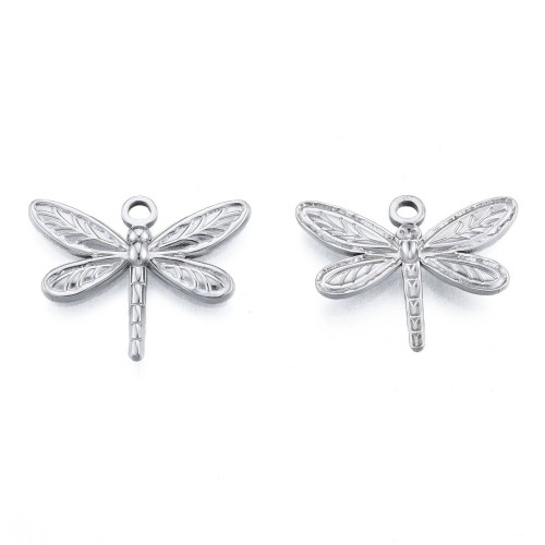 ZSS404 Zawieszka do biżuterii ważka 25x20mm stal nierdzewna platynowa