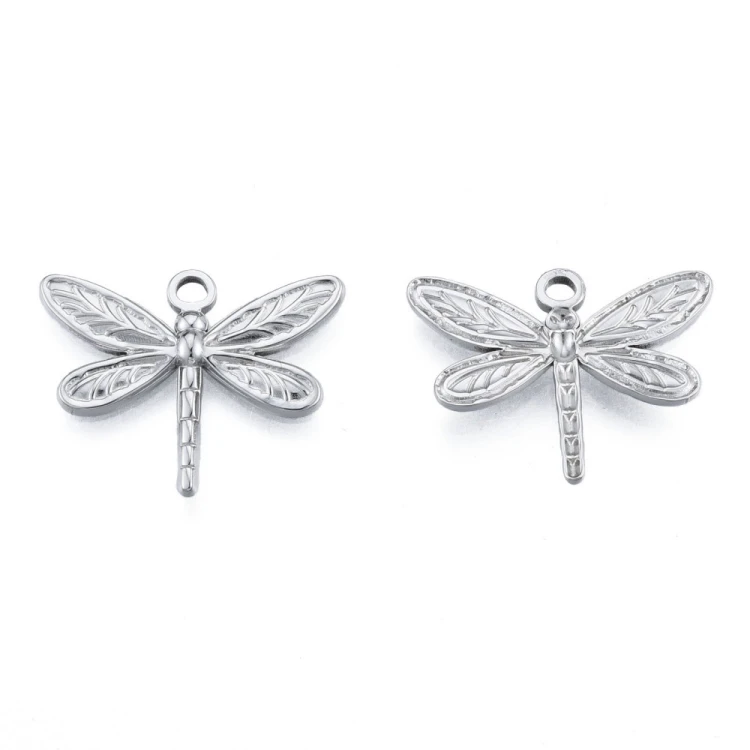 ZSS404 Zawieszka do biżuterii ważka 25x20mm stal nierdzewna platynowa