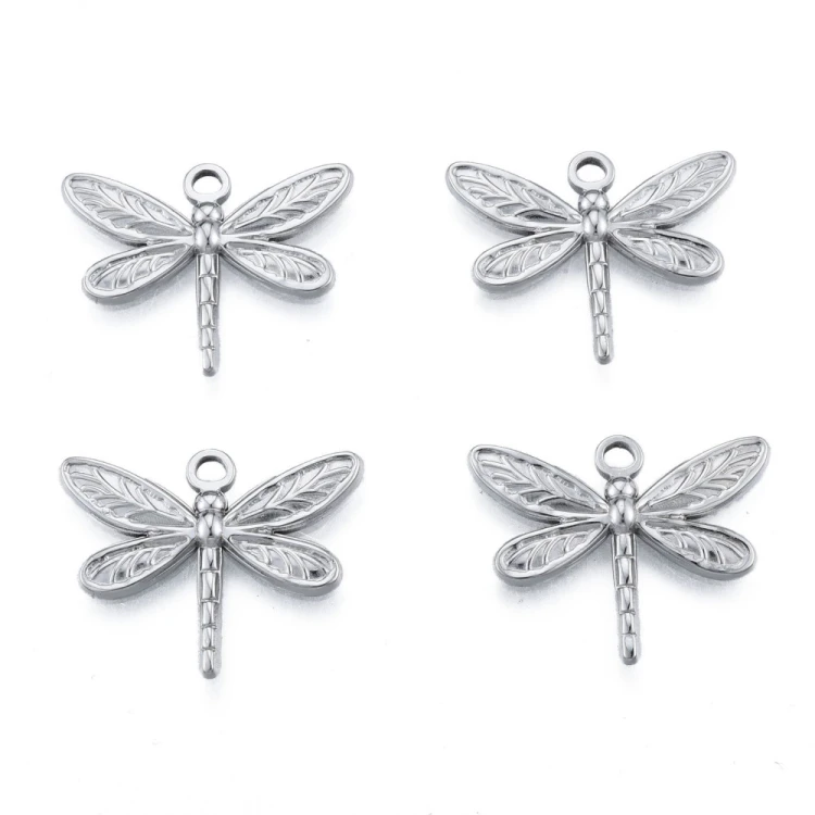 ZSS404 Zawieszka do biżuterii ważka 25x20mm stal nierdzewna platynowa