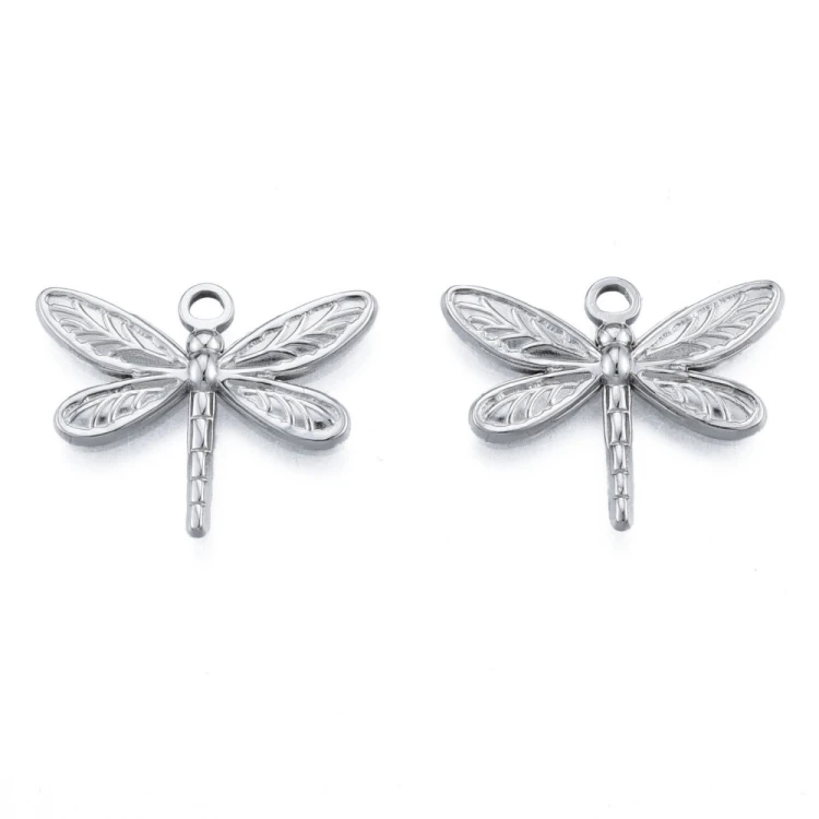 ZSS404 Zawieszka do biżuterii ważka 25x20mm stal nierdzewna platynowa