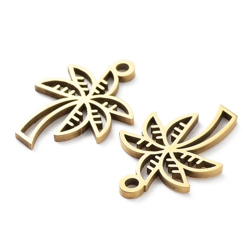 ZSS405 Zawieszka do biżuterii palma 12x17mm stal nierdzewna IP złota 18K