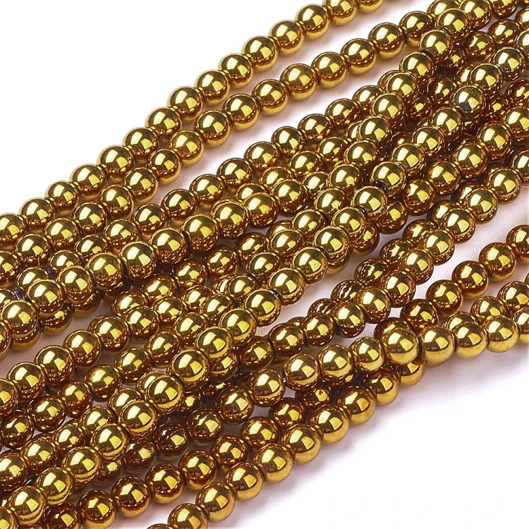 HEM101 Hematyt koraliki kule 4mm sznur 105szt. złote