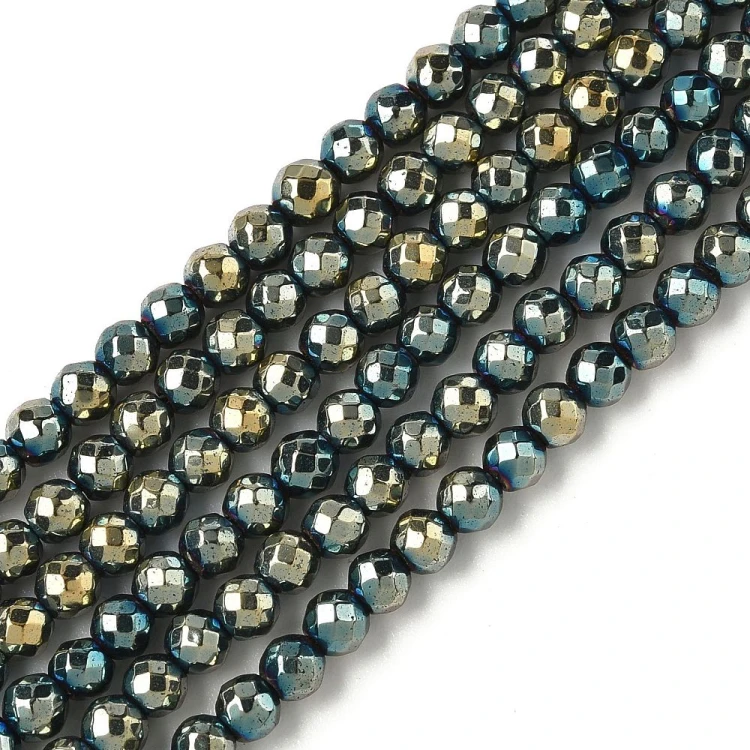 HEM113 Hematyt koraliki kule 4mm fasetowane PVD wielokolorowe