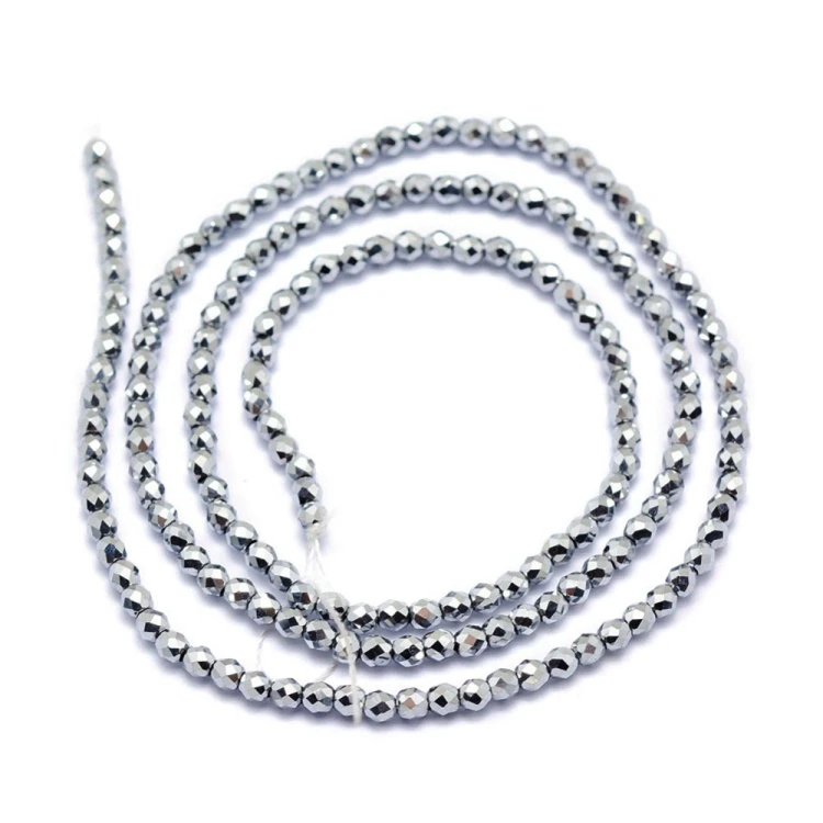 HEM115 Hematyt koraliki kule 2mm fasetowane grad.A PVD platynowe