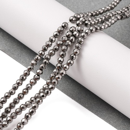 HEM118 Hematyt koraliki kule 3mm fasetowane grad.A platynowe