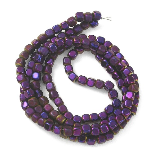HEM123 Hematyt koraliki kostki kostka 3mm PVD purpurowy