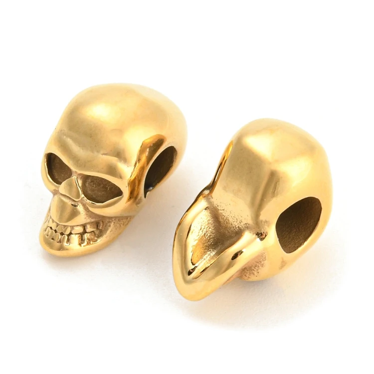 PRM663 Przekładka metalowa czaszka 9x16x13mm stal nierdzewna IP złota