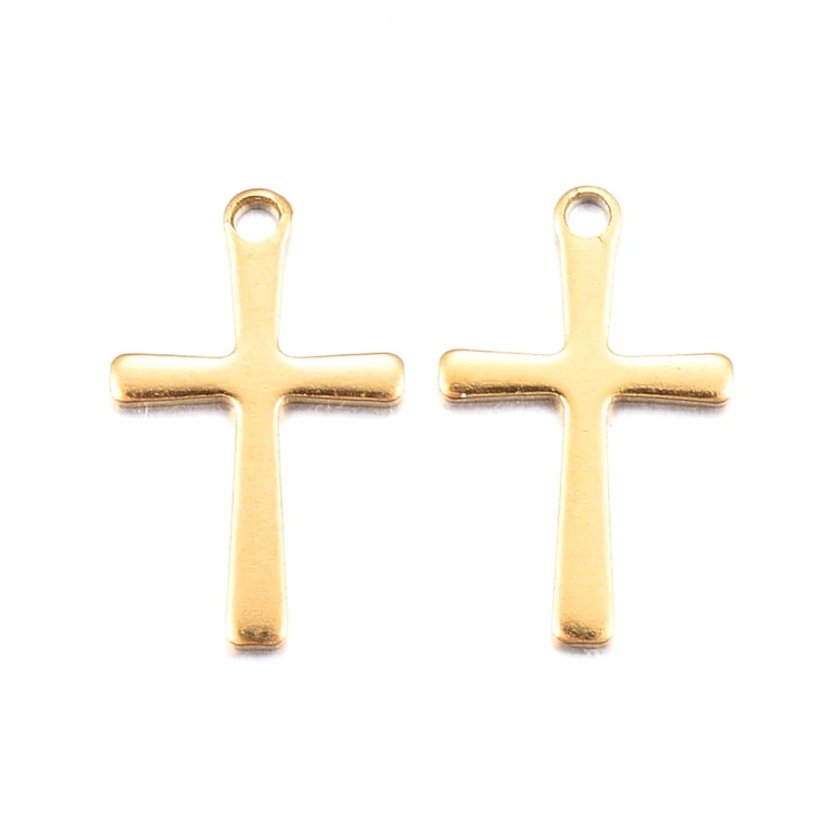 ZSS406 Zawieszka stal nierdzewna szlachetna krzyżyk 10x16mm 5szt IP złoty