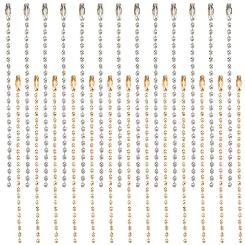 LAN221 Łańcuszek kulkowy z zapięciem 95x2,2mm 102x2mm 200szt platynowy złoty