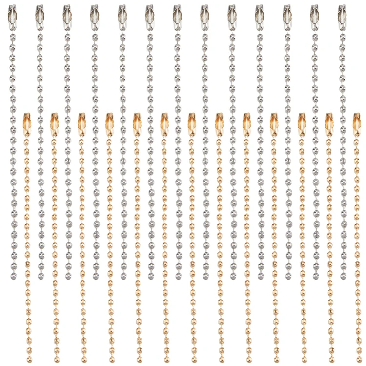 LAN221 Łańcuszek kulkowy z zapięciem 95x2,2mm 102x2mm 200szt platynowy złoty