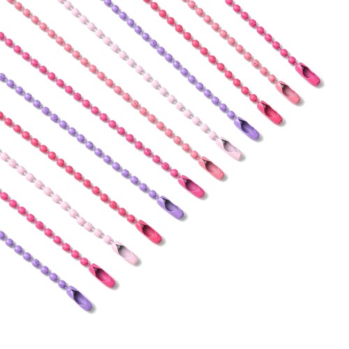 LAN222 Łańcuszek kulkowy z zapięciem 117x2,5mm 50szt mix 5 kolorów do breloków metek