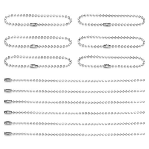 LAN224 Łańcuszek kulkowy z zapięciem 2,4mm/15cm 5szt stal nierdzewna do breloków metek