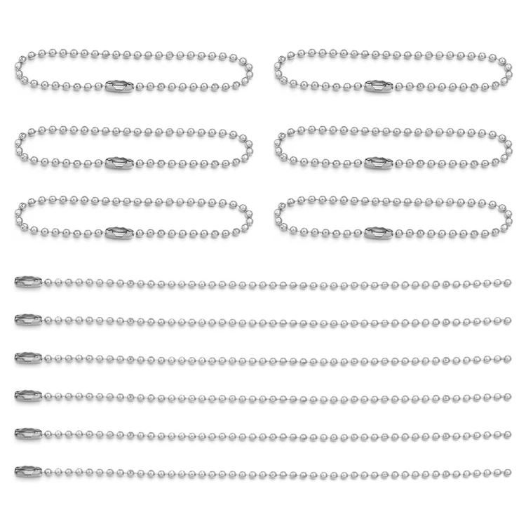 LAN224 Łańcuszek kulkowy z zapięciem 2,4mm/20cm 5szt stal nierdzewna do breloków metek