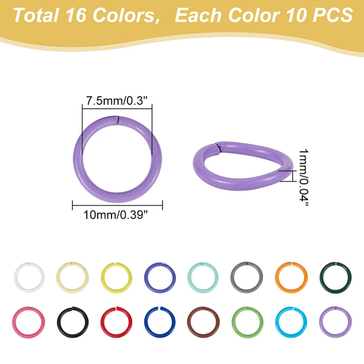 OG123 Ogniwa kółka kółeczka 10mm/1mm 160szt. mix 16 kolorów
