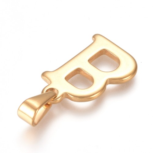 ZSS412 Zawieszka stal nierdzewna szlachetna literka "B" 14x20mm złota