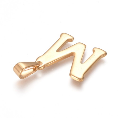ZSS413 Zawieszka stal nierdzewna szlachetna literka "M" 18x20mm złota