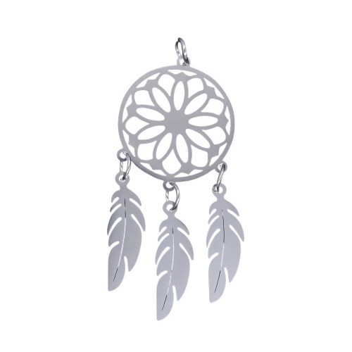 ZSS414 Zawieszka do biżuterii łapacz snów 20x45mm stal nierdzewna platynowy