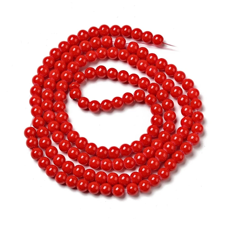 KS105 Koraliki powlekane szklane kule 6mm 140szt czerwone
