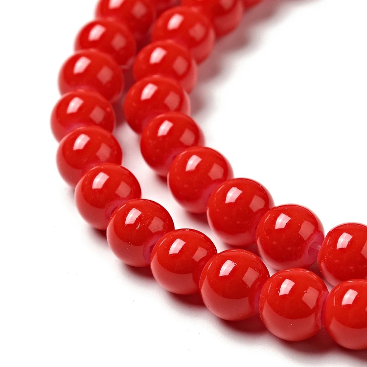 KS105 Koraliki powlekane szklane kule 6mm 140szt czerwone