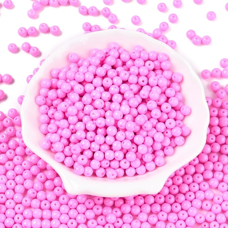 KS106 Koraliki szklane kule 5mm lakierowane sznur 50szt różowe