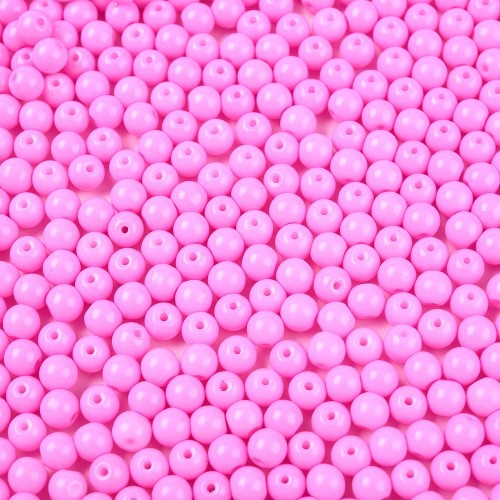 KS106 Koraliki szklane kule 5mm lakierowane sznur 50szt różowe