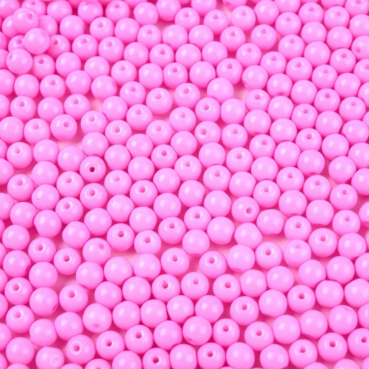 KS106 Koraliki szklane kule 5mm lakierowane sznur 50szt różowe