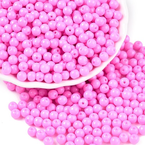 KS106 Koraliki szklane kule 5mm lakierowane sznur 50szt różowe