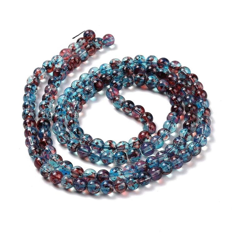 KS107 Koraliki szklane kule 6mm lakierowane sznur 140szt